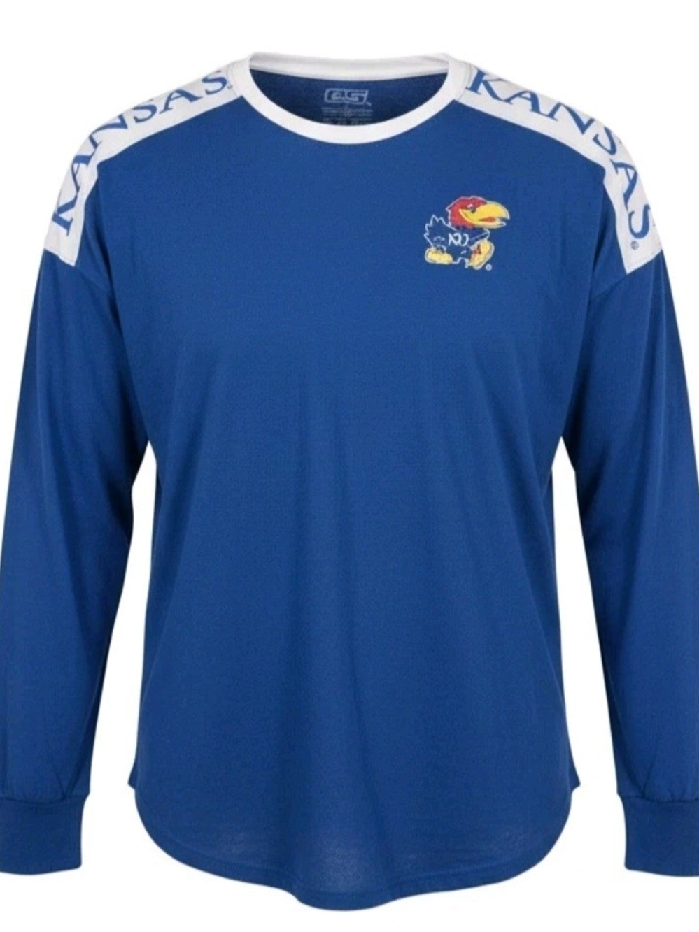New With Tags University Of Kansas Jayhawks Blue Tee with White Trim - Size M